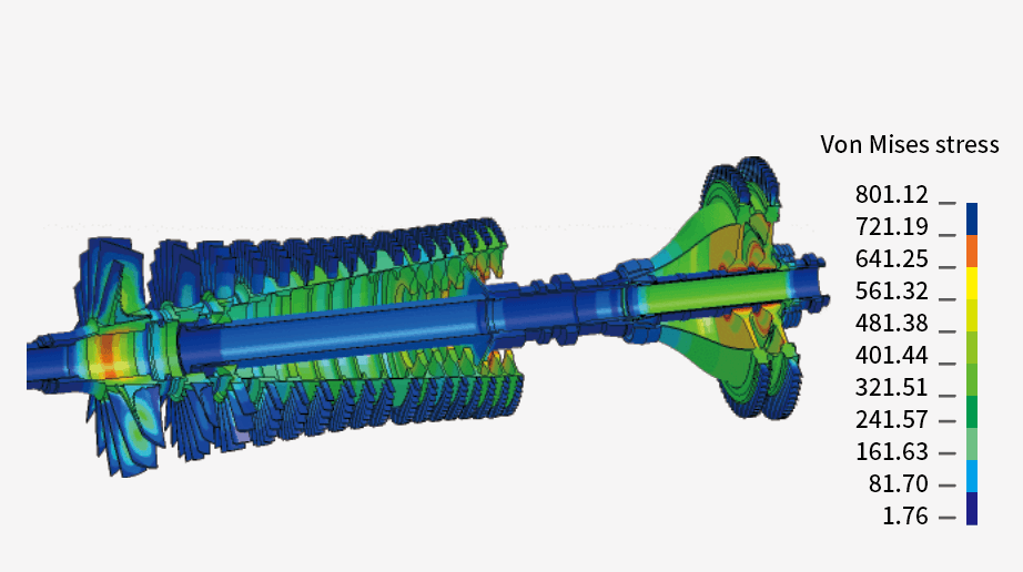 Von Mises stress plot of a QR-GT30000 rotor