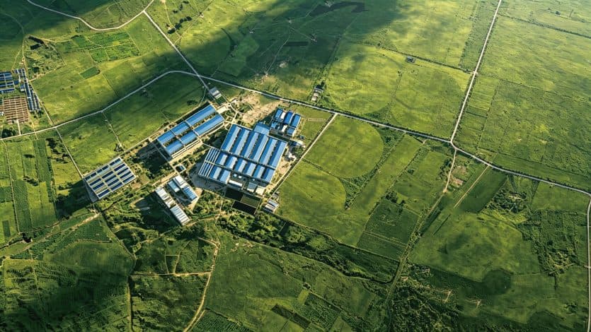 Aerial view of Junlebao Banner Dairy Farm