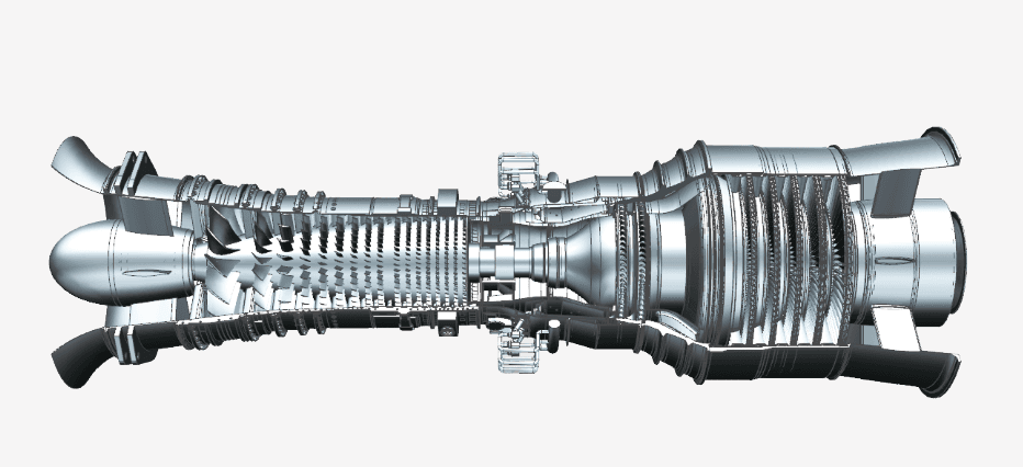Cutaway rendering of a QR-GT30000 gas turbine