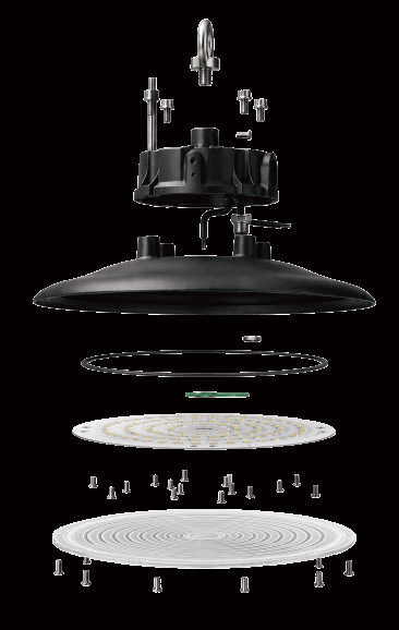 Exploded view of the HB01 high-bay